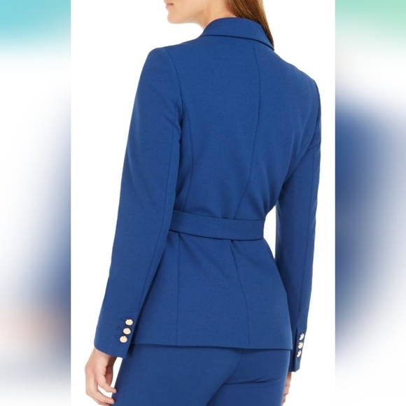 NWT Calvin Klein Blue Belted Blazer Jacket Women’s Size 14 Workwear Career‎ - Picture 2 of 14